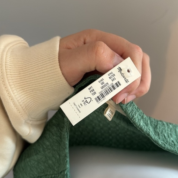 Madewell Crinkled Cardigan in Trellis Green Size XXS NEW - Picture 6 of 8